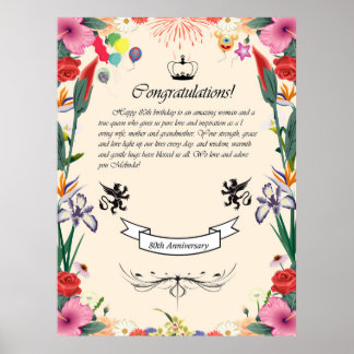 Melinda's 80th Birthday Greeting Card Poster