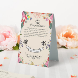 Melinda's 80th Birthday Greeting Card Table Tent