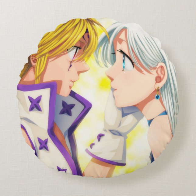 Meliodas and Elizabeth Round Pillow (Front)