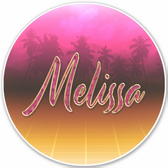 Melissa First name name golden pink sticker (Front)