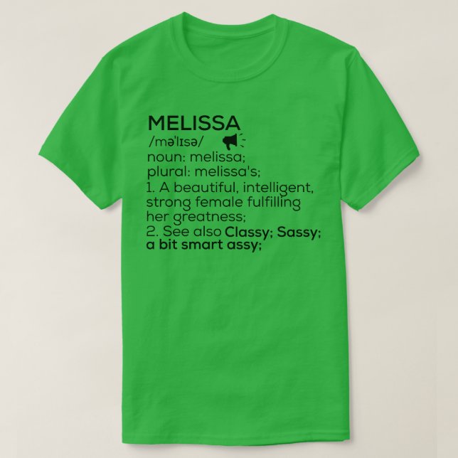 Melissa Name Definition Melissa Female Name T-Shirt (Design Front)