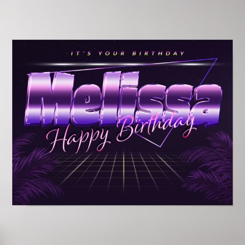 Melissa Name First name lila retro Poster Birthday