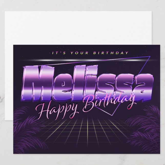 Melissa Name First name pura retro card Birthday (Front/Back)