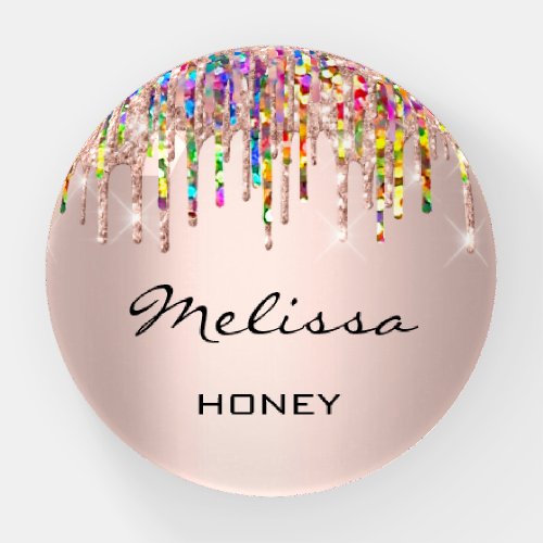 Melissa  NAME MEANING Holographic Rose Unicorn Paperweight