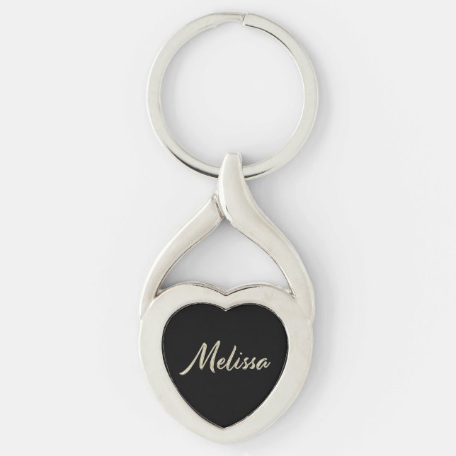 Melissa white gold handwriting keychain (Front)