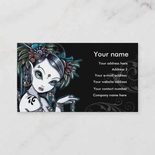 Customizable "Melita" Goth Tribal Fusion Dancer Business Cards