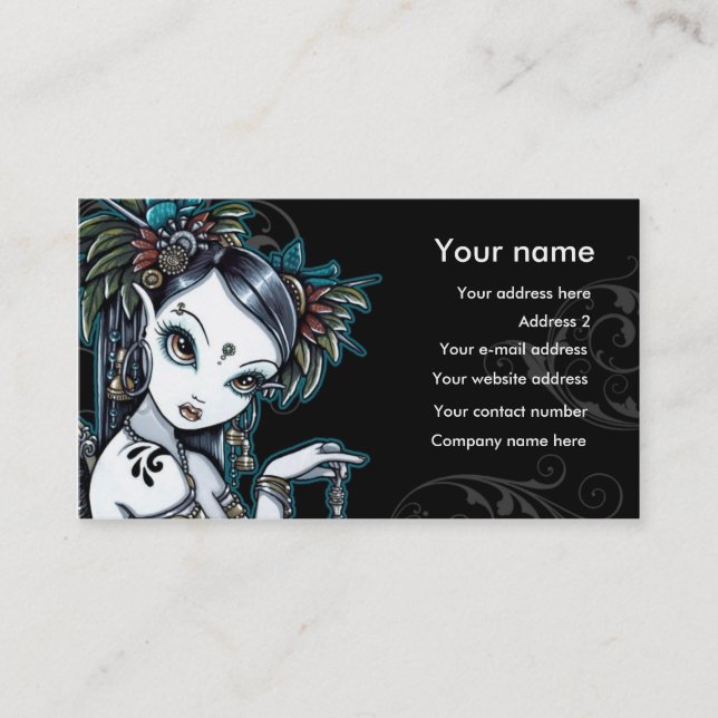 "Melita" Goth Tribal Fusion Dancer Business Cards (Front)