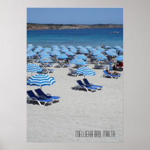 Mellieha Bay Beach Scene in Malta Poster