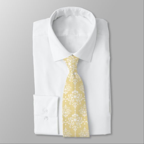 Melllow Yellow Damask Pattern Groomsmen Wedding Neck Tie