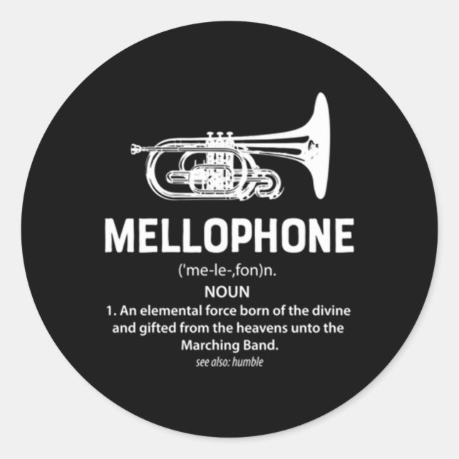 Mellophone Eletal Force Born Divine Marching Band Classic Round Sticker (Front)