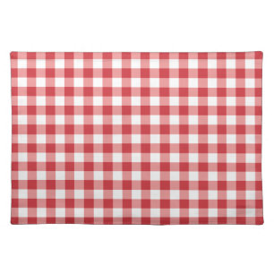Mellow Classic Gingham - red white check plaid. Cloth Placemat