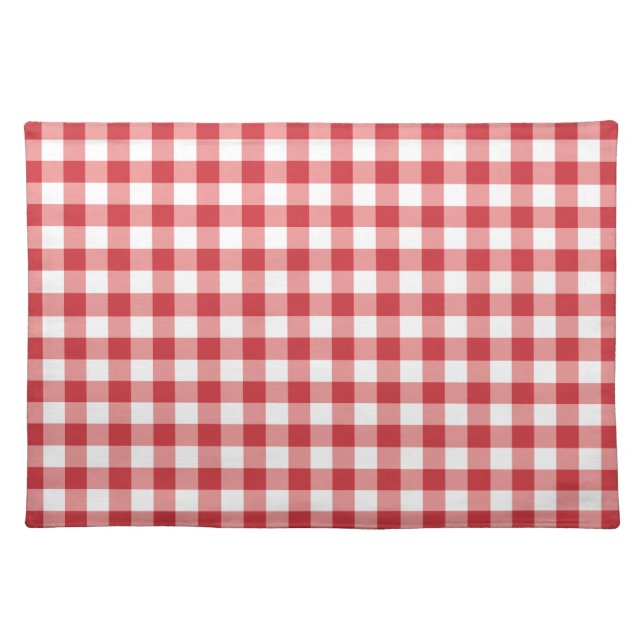Mellow Classic Gingham - red white check plaid. Cloth Placemat (Front)