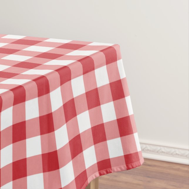 Mellow Classic Gingham - red white check plaid. Tablecloth (In Situ)