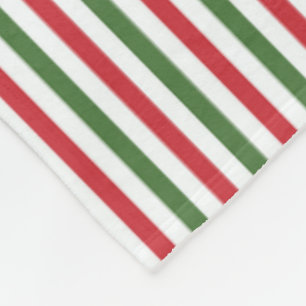 Mellow Geo Stripes -Christmas candy cane red green Fleece Blanket
