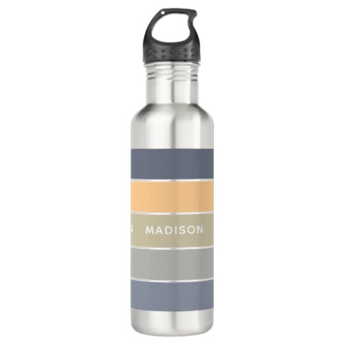 Mellow Morning Color Block Personalized Name Stainless Steel Water Bottle