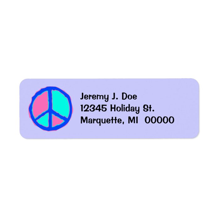 Mellow Peace Sign Lilac Return address Labels