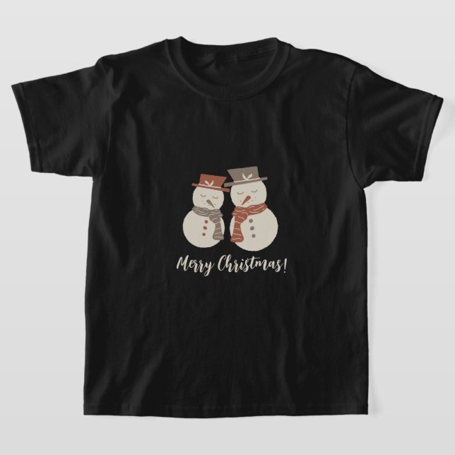 Mellow Snowmen - Merry Christmas editable snowman  T-Shirt (Laydown)