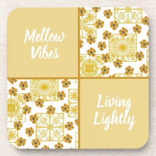 Mellow vibes living lightly summer theme beverage coaster