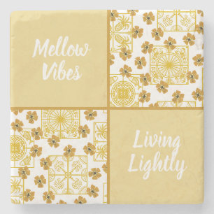 Mellow vibes living lightly summer theme stone coaster