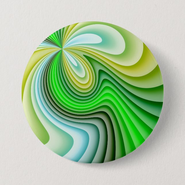 Mellow Yellow and Green Waves Button (Front)