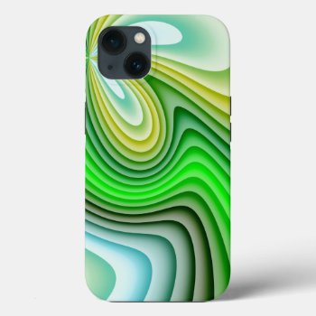 Mellow Yellow And Green Waves Iphone 13 Case by BlackBrookElectronic at Zazzle