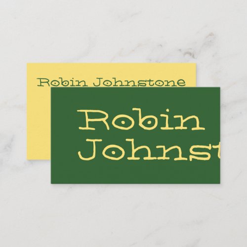 Mellow Yellow and Verdant Green Doodle Typography Business Card