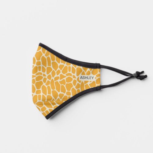 Mellow Yellow Giraffe Pattern Monogrammed Premium Face Mask