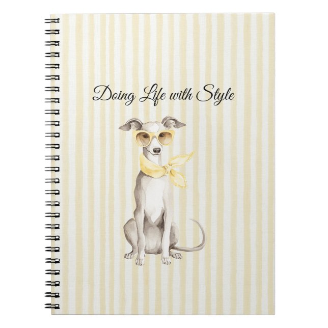 Mellow Yellow Scarf White Dog  Notebook (Front)