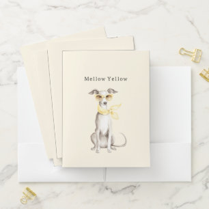 Mellow Yellow Scarf White Dog Pocket Folder