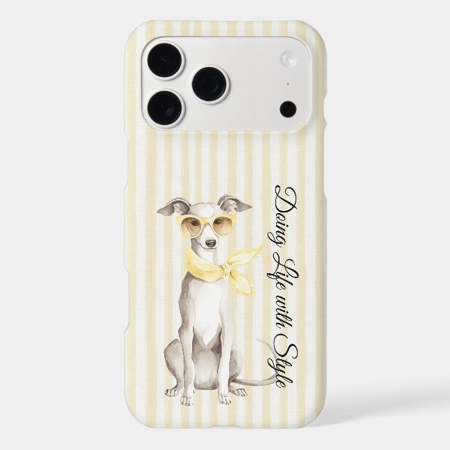 Mellow Yellow Scarf White Dog Stripes iPhone Case (Back)