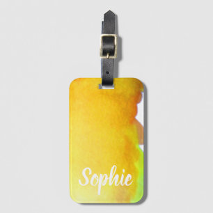 Mellow Yellow watercolor personalised travel arty Luggage Tag