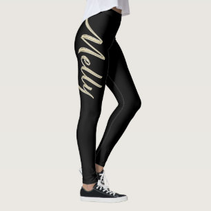 Melly white gold Handwriting trousers Leggings