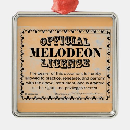 Melodeon License Metal Ornament