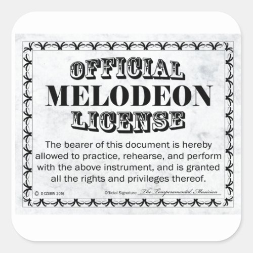 Melodeon License Square Sticker