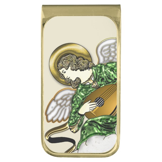 Melodic Angel of Harmony Gold Finish Money Clip (Front Vertical)