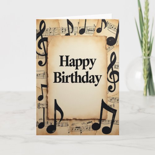 Melodic Birthday Music Scroll Card