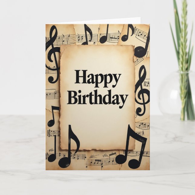 Melodic Birthday Music Scroll Card (Front)
