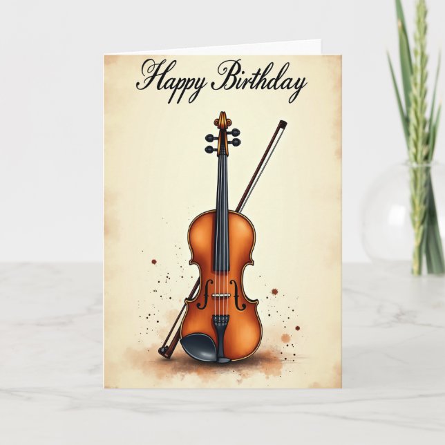 Melodic Birthday Violin Card (Front)