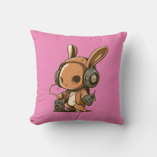 Melodic Bunny: A Musical Journey Throw Pillow