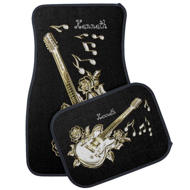 Melodic Guitar Vibes in Gold Car Floor Mat (Set)