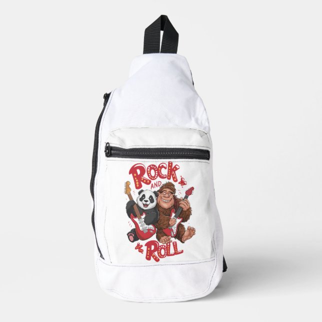 Melodic Harmony:  Bigfoot and Panda Bear Sling Bag (Front)
