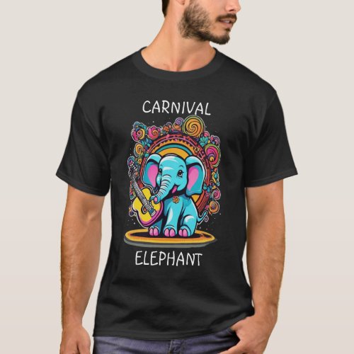 Melodic Mammoth Elephant Playing Guitar T_Shirt