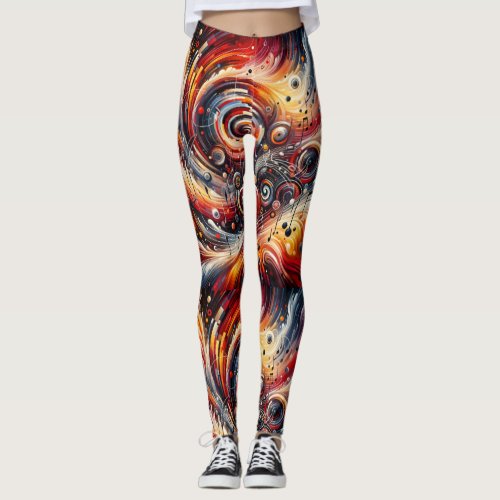 Melodic Motion _ Vibrant Music Abstract Leggings