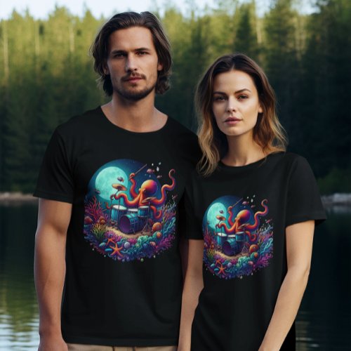 Melodic Octopus Drumming in the Depths T_Shirt