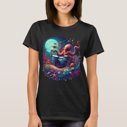 Melodic Octopus Drumming in the Depths T_Shirt