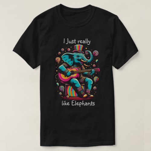 Melodic Pachyderm Elephant Strumming a Guitar T_Shirt