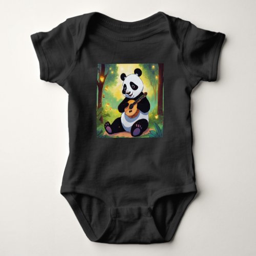 Melodic Panda Harmony in Black and White Baby Bodysuit
