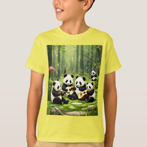 Melodic Pandemonium Cute Pandas Music Party  T_Shirt