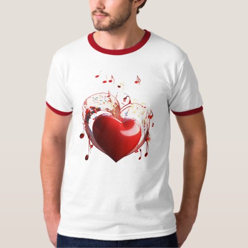 Melodic Passion Red Heart with Musical Valentine T_Shirt