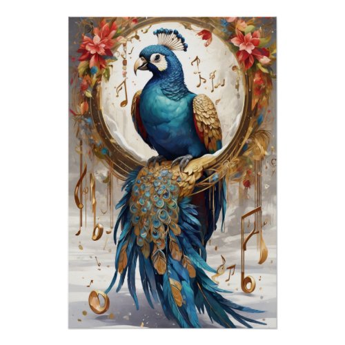 Melodic Plumage Dancing Peacock Wall Art